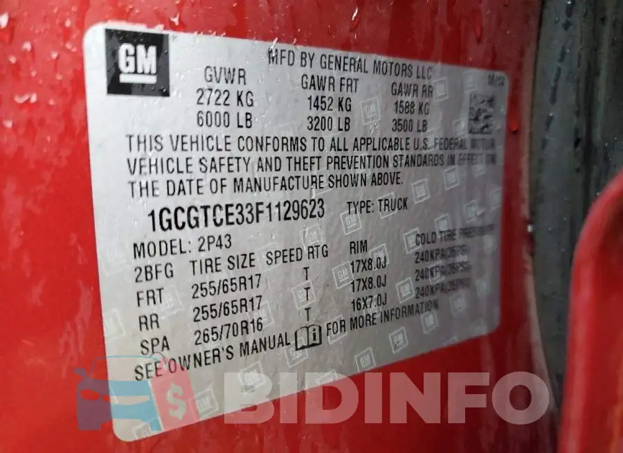 1GCGTCE33F1129623 Photo# 12