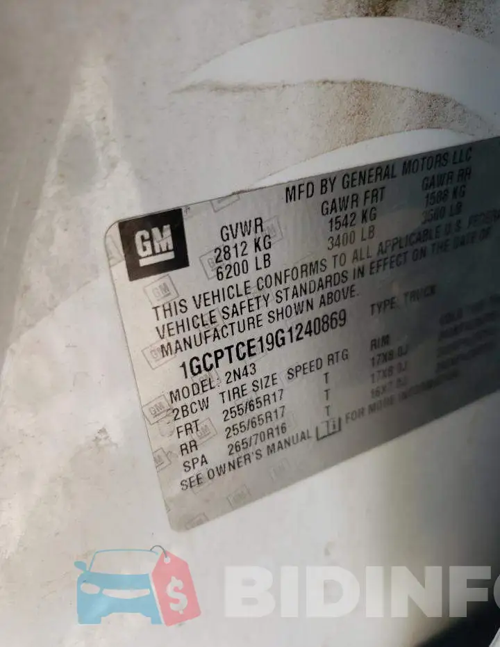 1GCPTCE19G1240869 Photo# 12