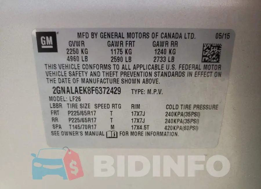 2GNALAEK8F6372429 Photo# 13