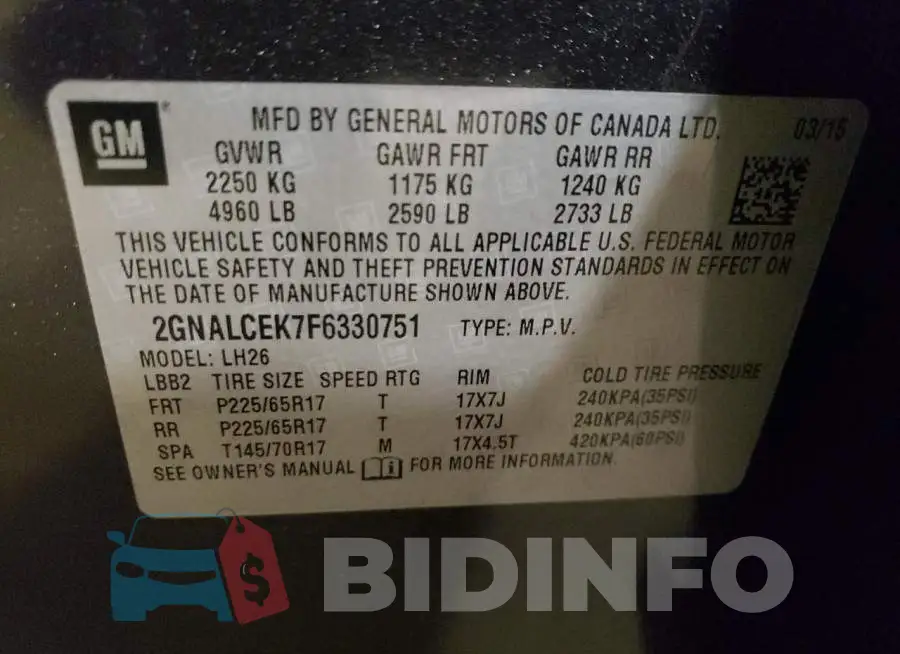 2GNALCEK7F6330751 Photo# 12