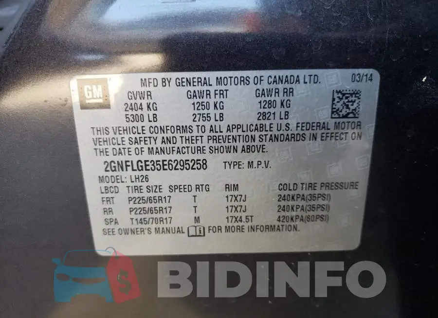 2GNFLGE35E6295258 Photo# 12
