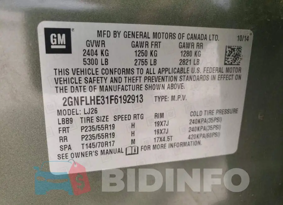 2GNFLHE31F6192913 Photo# 12