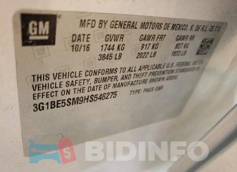 3G1BE5SM9HS548275 Photo# 13