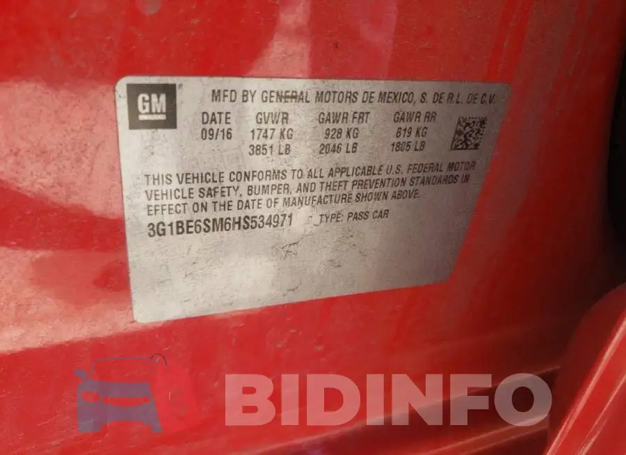 3G1BE6SM6HS534971 Photo# 12