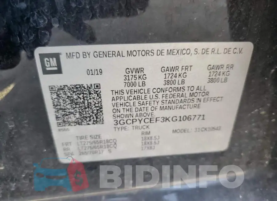 3GCPYCEF3KG106771 Photo# 12