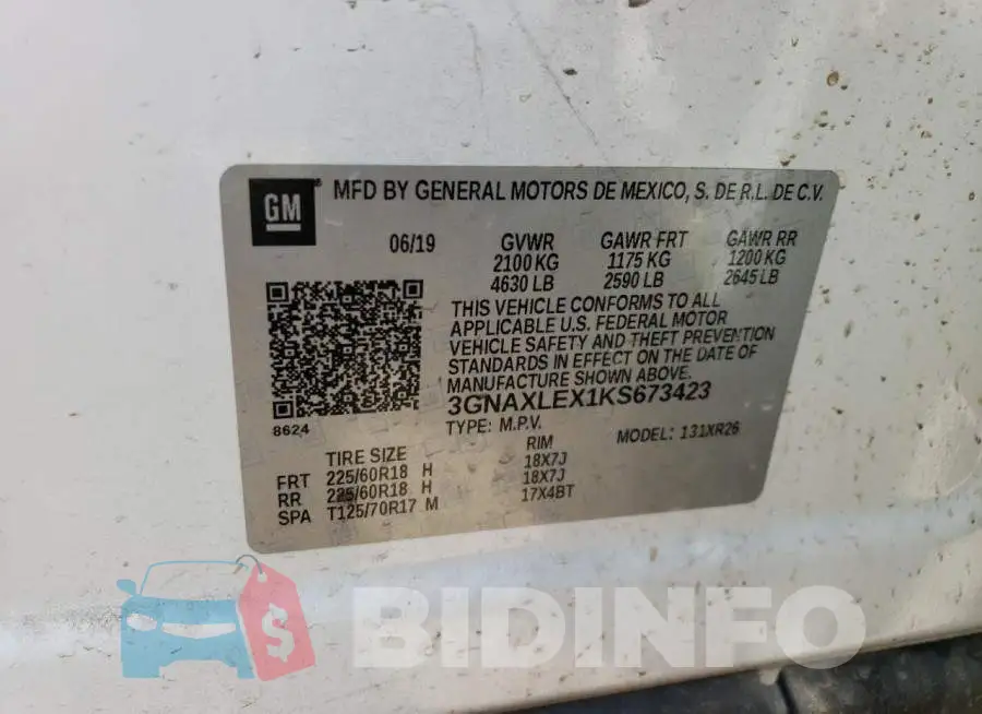 3GNAXLEX1KS673423 Photo# 13
