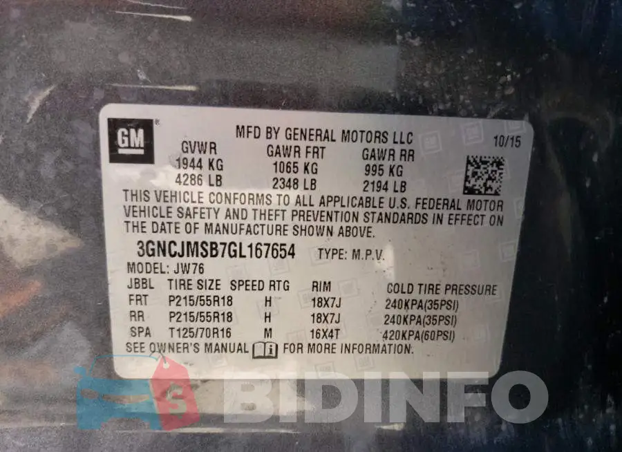 3GNCJMSB7GL167654 Photo# 12