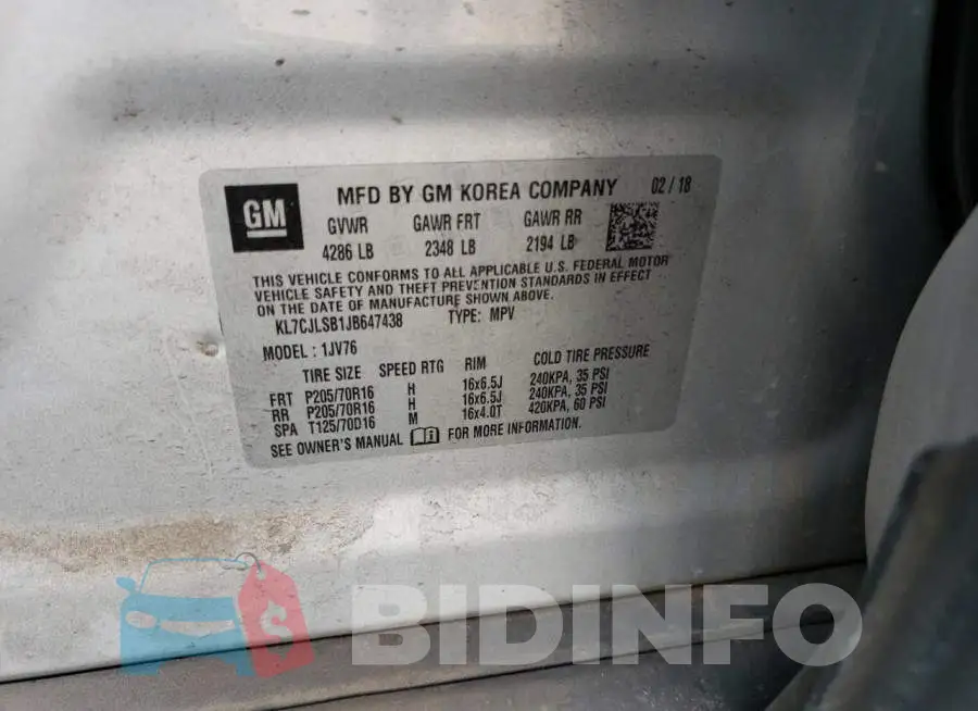 KL7CJLSB1JB647438 Photo# 13