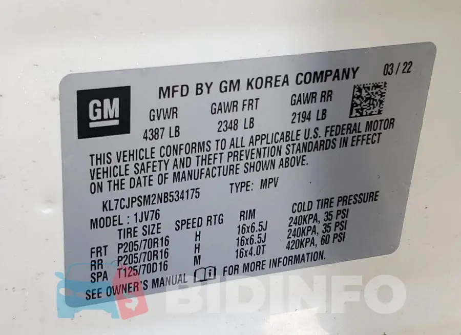 KL7CJPSM2NB534175 Photo# 14