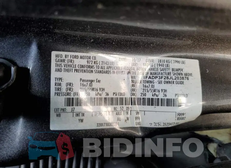 1FADP3F28JL203876 Photo# 13