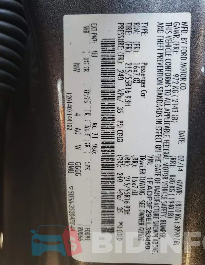 1FADP3F29EL363450 Photo# 12