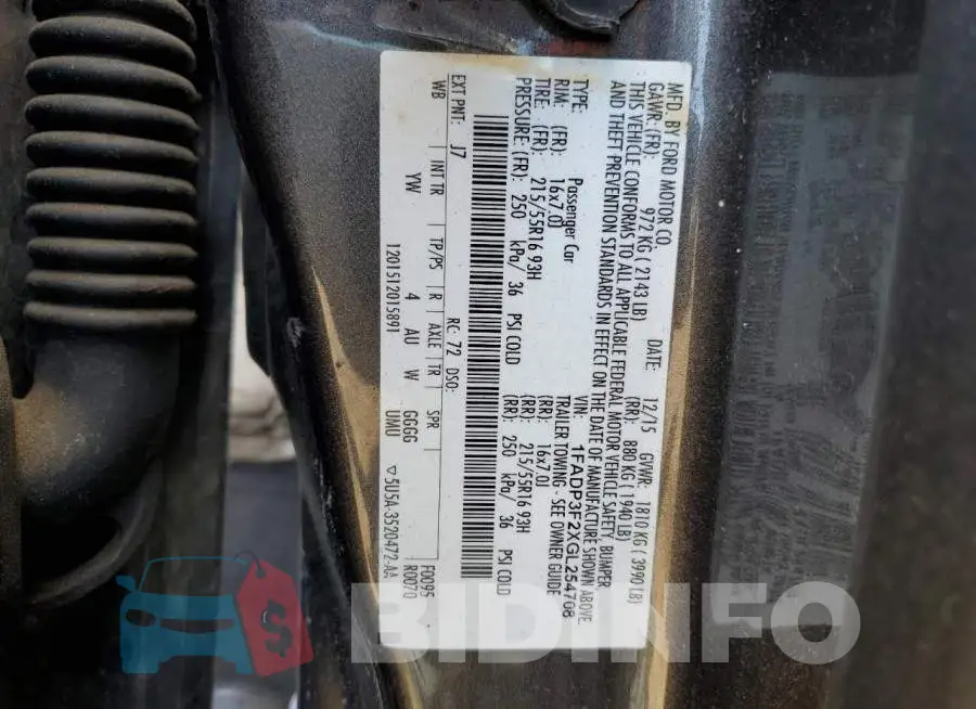 1FADP3F2XGL254708 Photo# 13