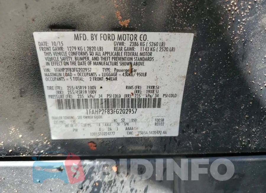 1FAHP2F83FG202957 Photo# 12