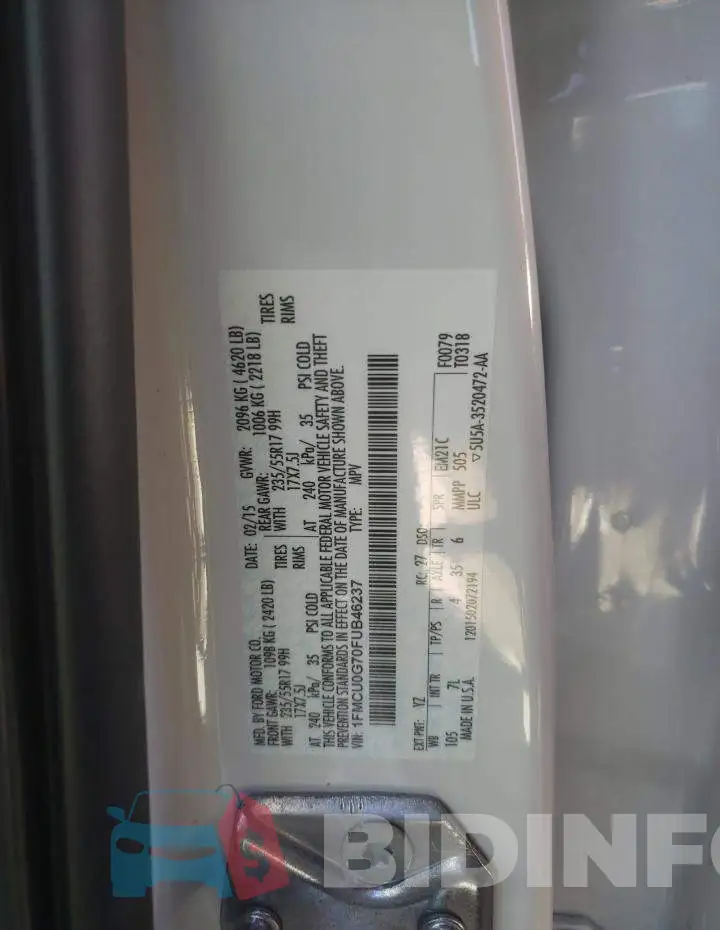 1FMCU0G70FUB46237 Photo# 12
