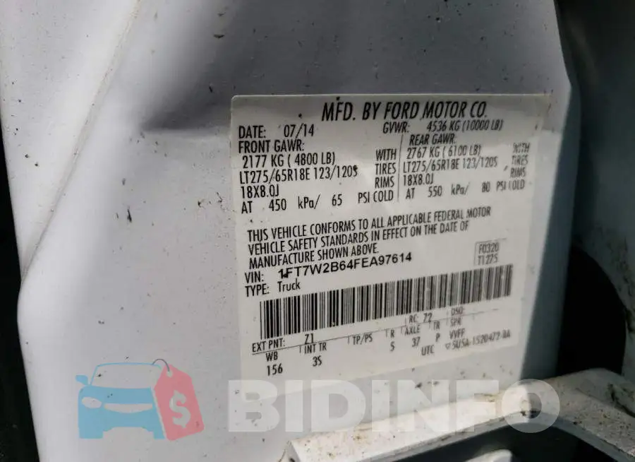 1FT7W2B64FEA97614 Photo# 12
