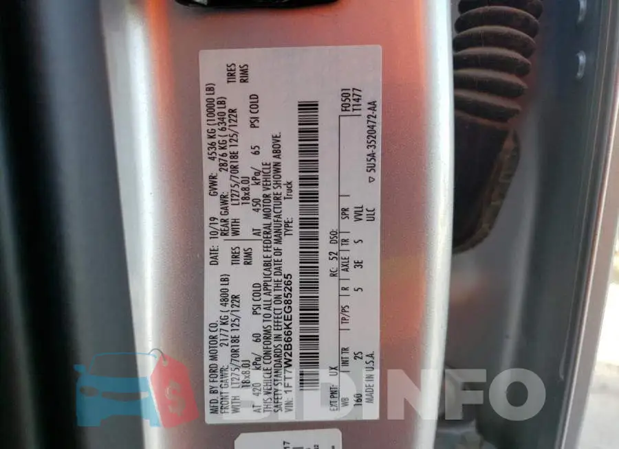 1FT7W2B66KEG85265 Photo# 12