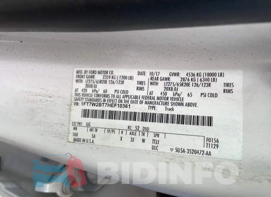 1FT7W2BT7HEF10361 Photo# 10