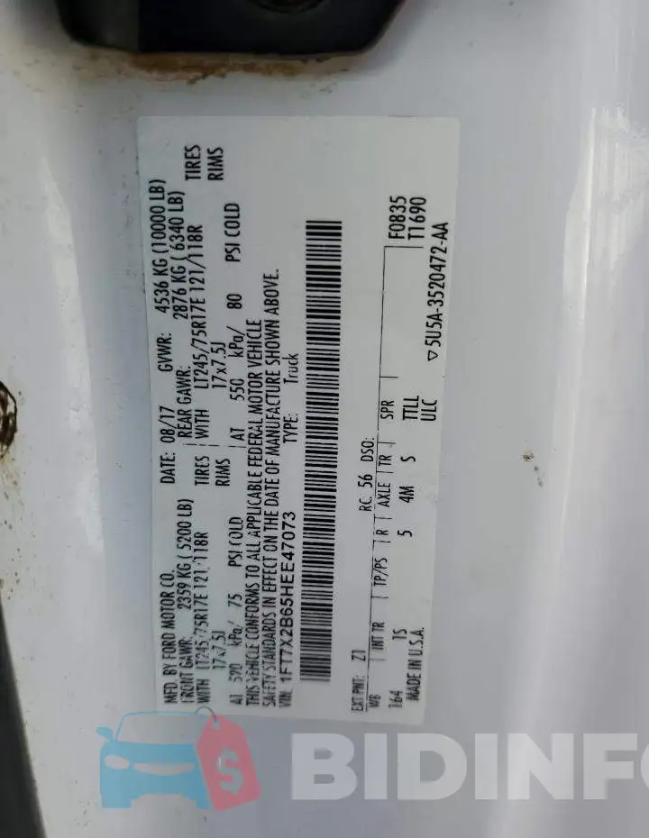 1FT7X2B65HEE47073 Photo# 12