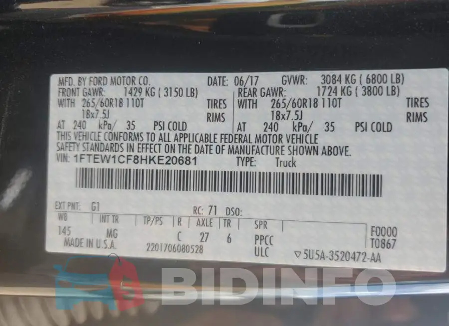 1FTEW1CF8HKE20681 Photo# 12