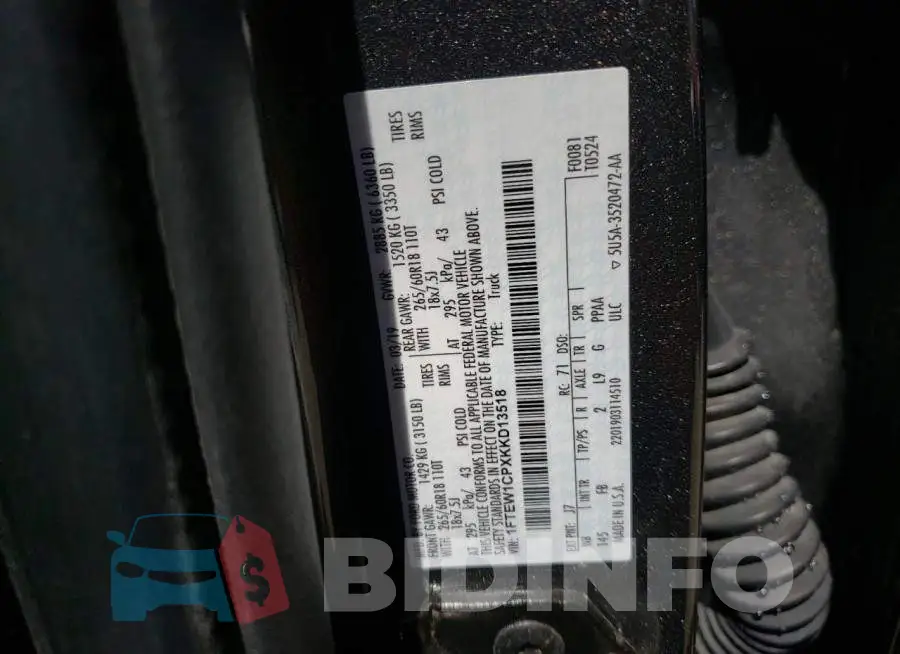 1FTEW1CPXKKD13518 Photo# 13