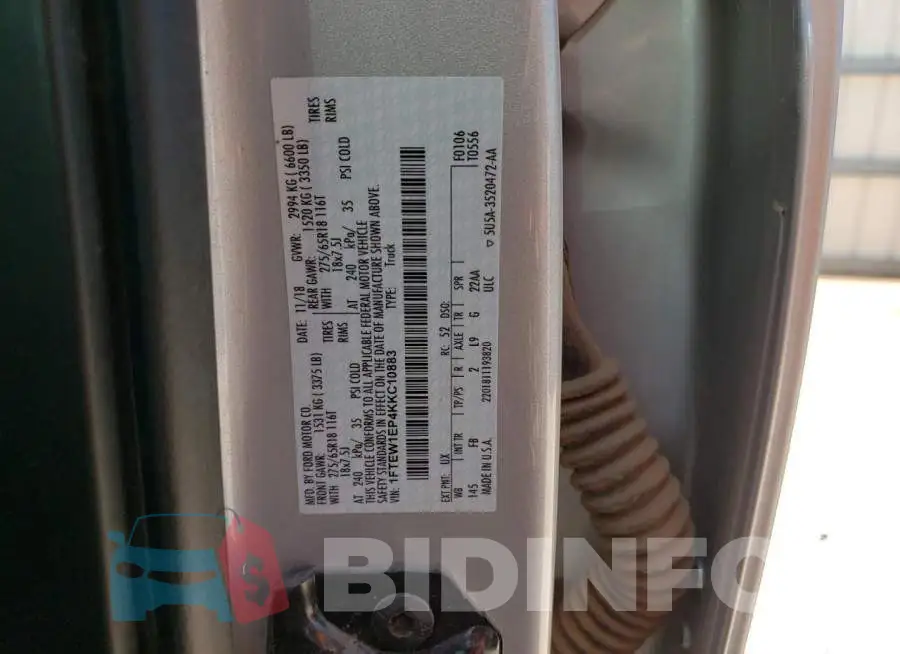 1FTEW1EP4KKC10883 Photo# 12
