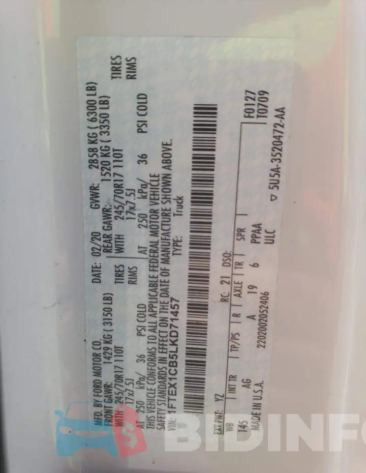 1FTEX1CB5LKD71457 Photo# 12
