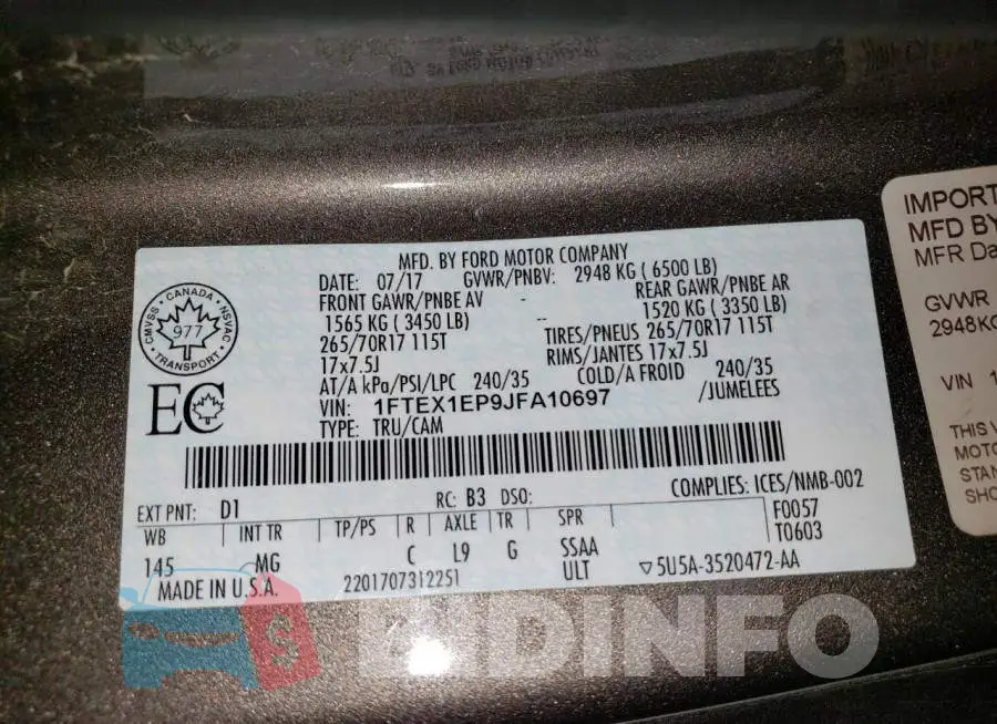 1FTEX1EP9JFA10697 Photo# 12