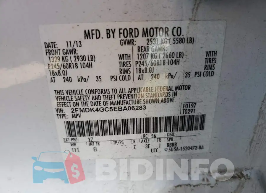 2FMDK4GC5EBA06283 Photo# 12