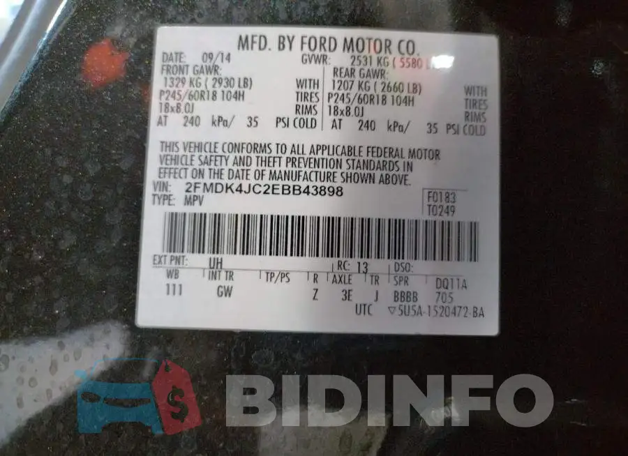 2FMDK4JC2EBB43898 Photo# 13