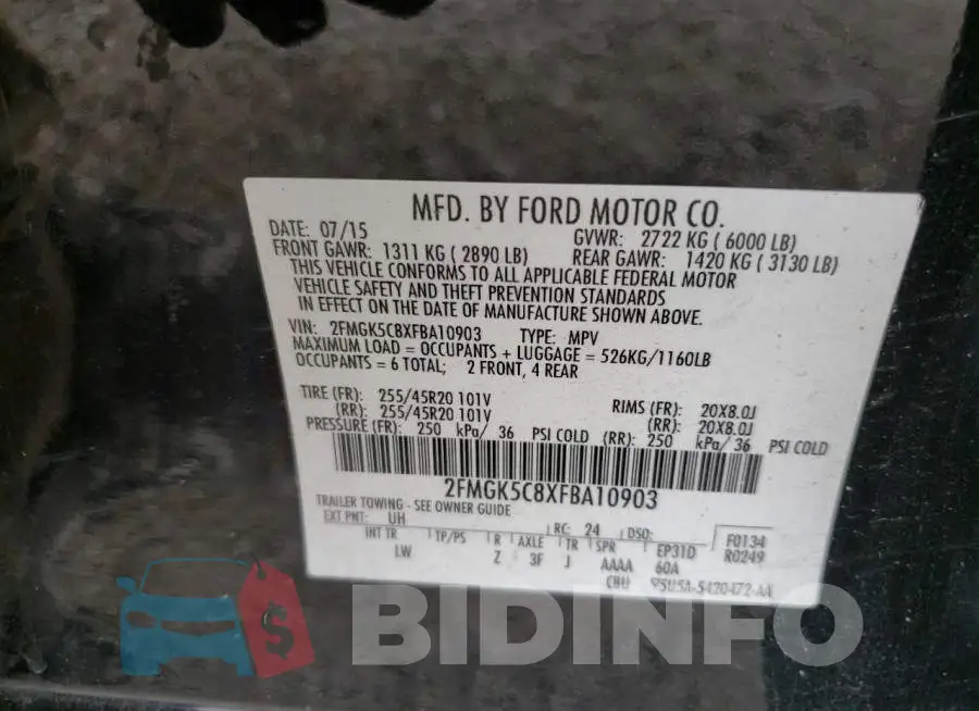 2FMGK5C8XFBA10903 Photo# 14