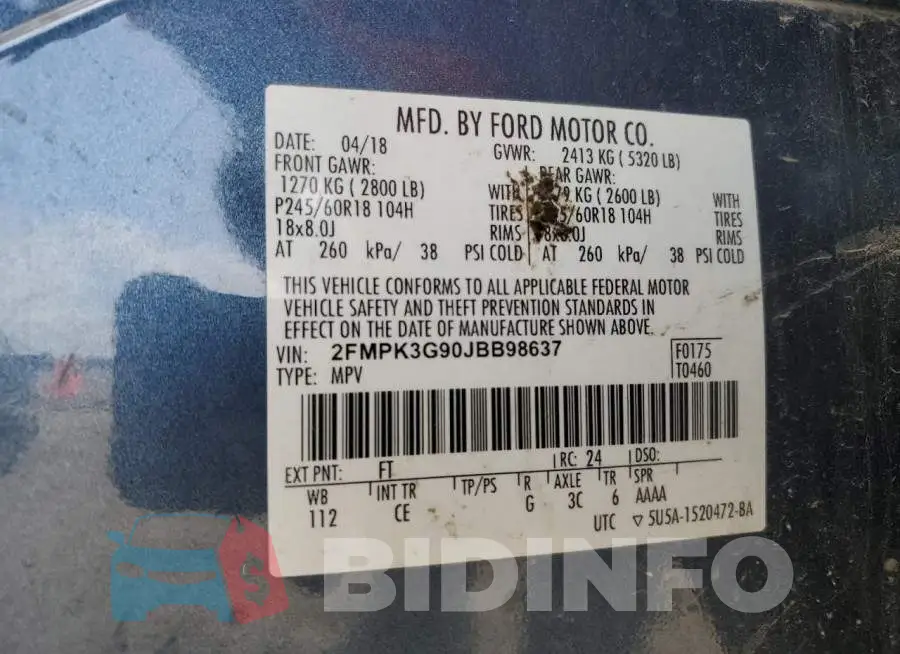 2FMPK3G90JBB98637 Photo# 13
