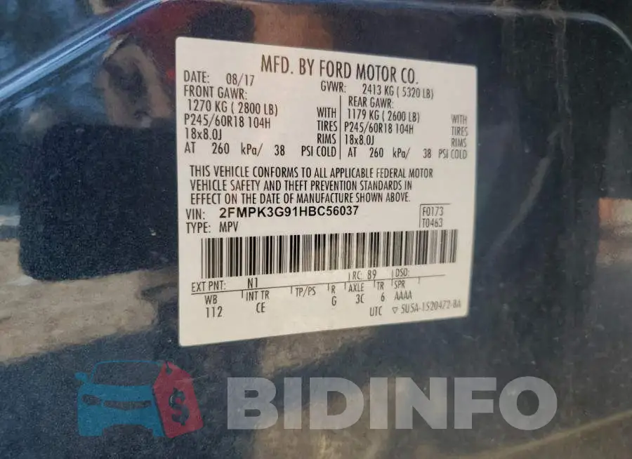 2FMPK3G91HBC56037 Photo# 12
