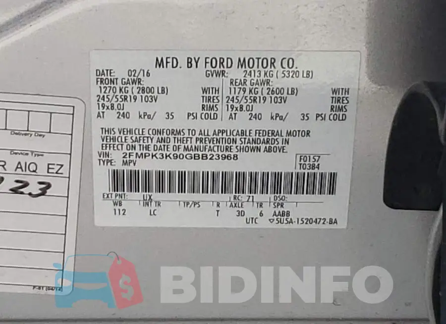2FMPK3K90GBB23968 Photo# 12