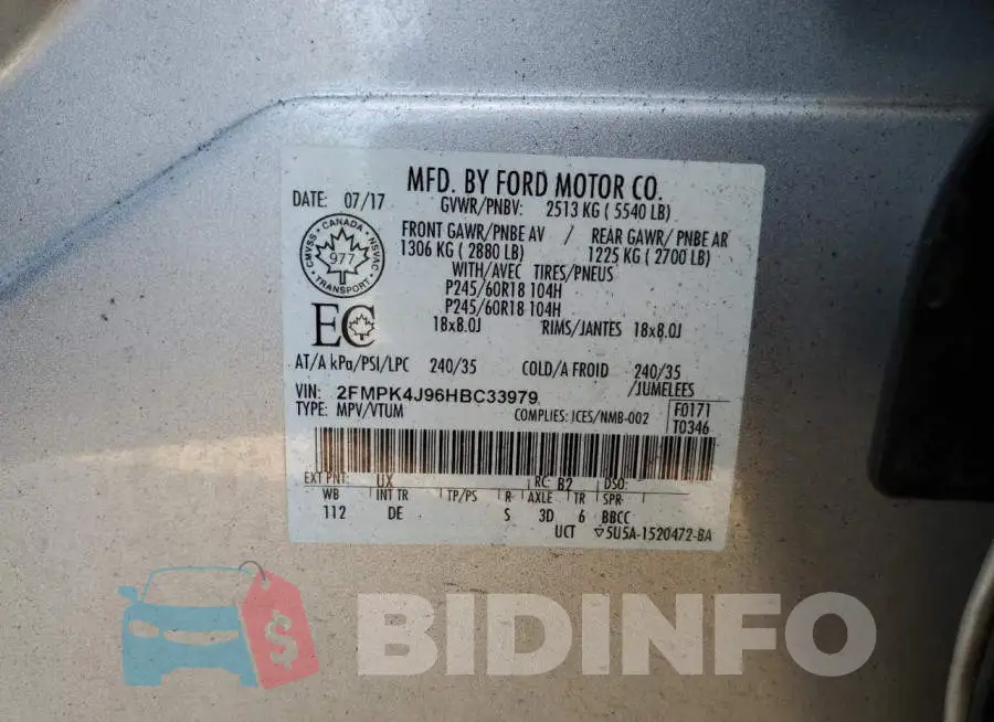 2FMPK4J96HBC33979 Photo# 13