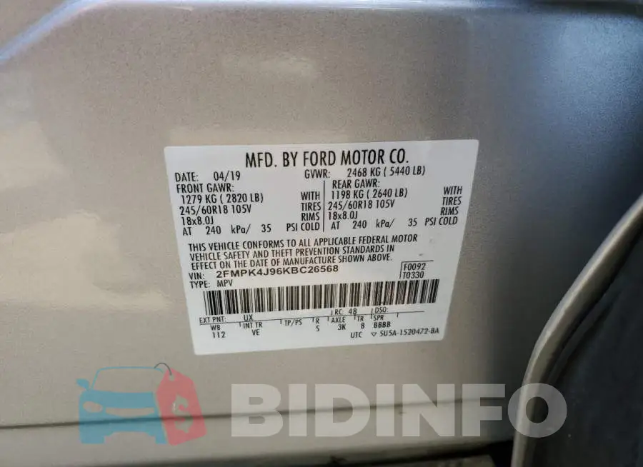 2FMPK4J96KBC26568 Photo# 13