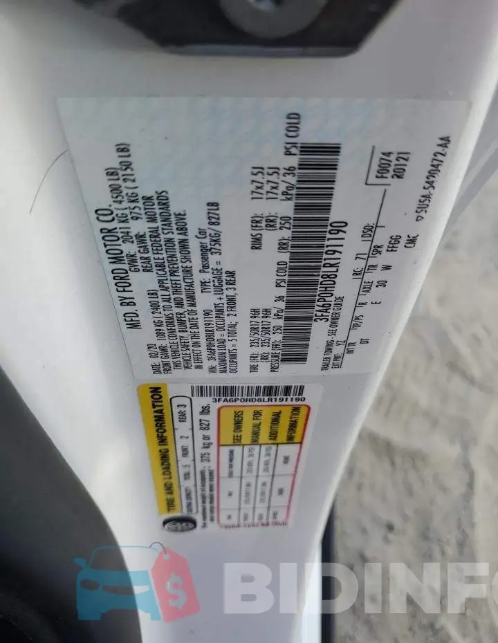 3FA6P0HD8LR191190 Photo# 13