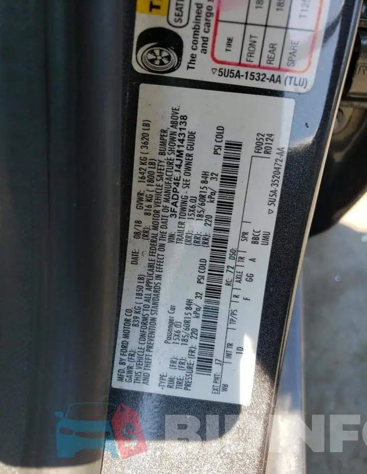 3FADP4EJ4JM143138 Photo# 12