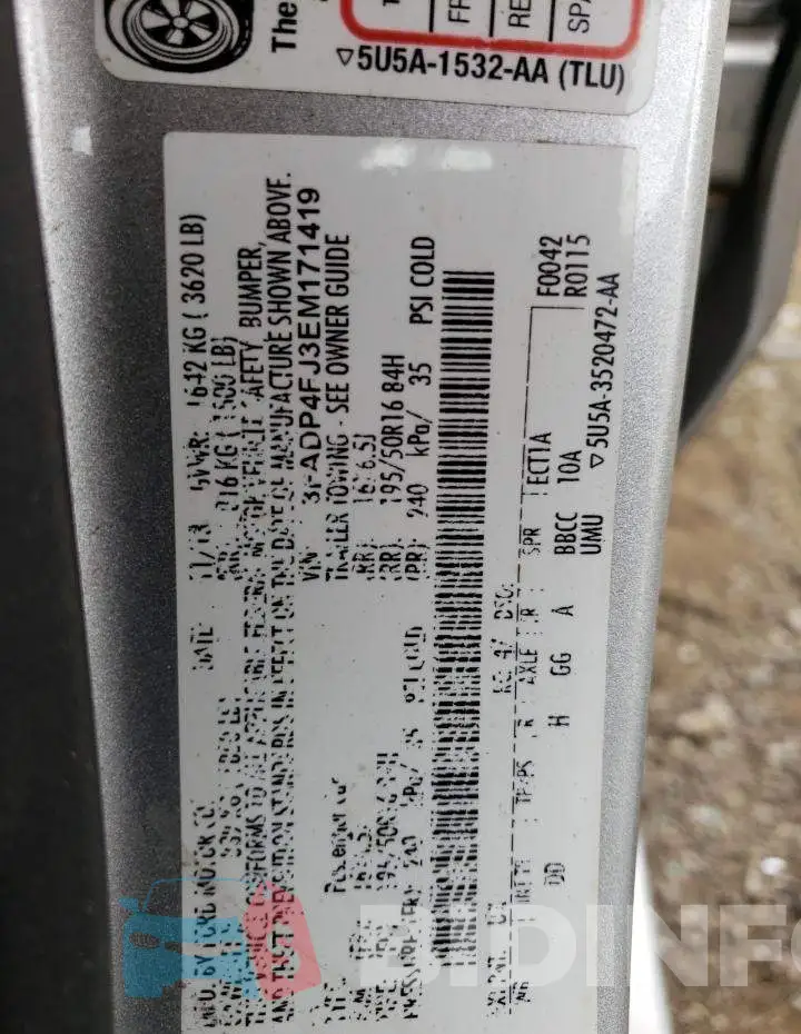 3FADP4FJ3EM171419 Photo# 12