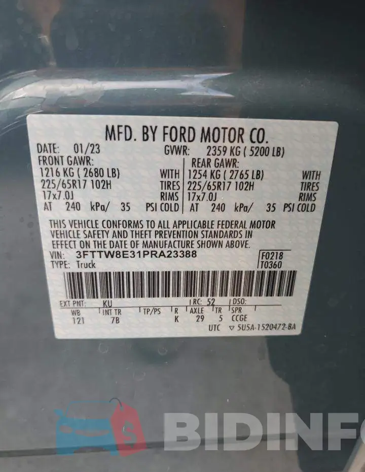 3FTTW8E31PRA23388 Photo# 12