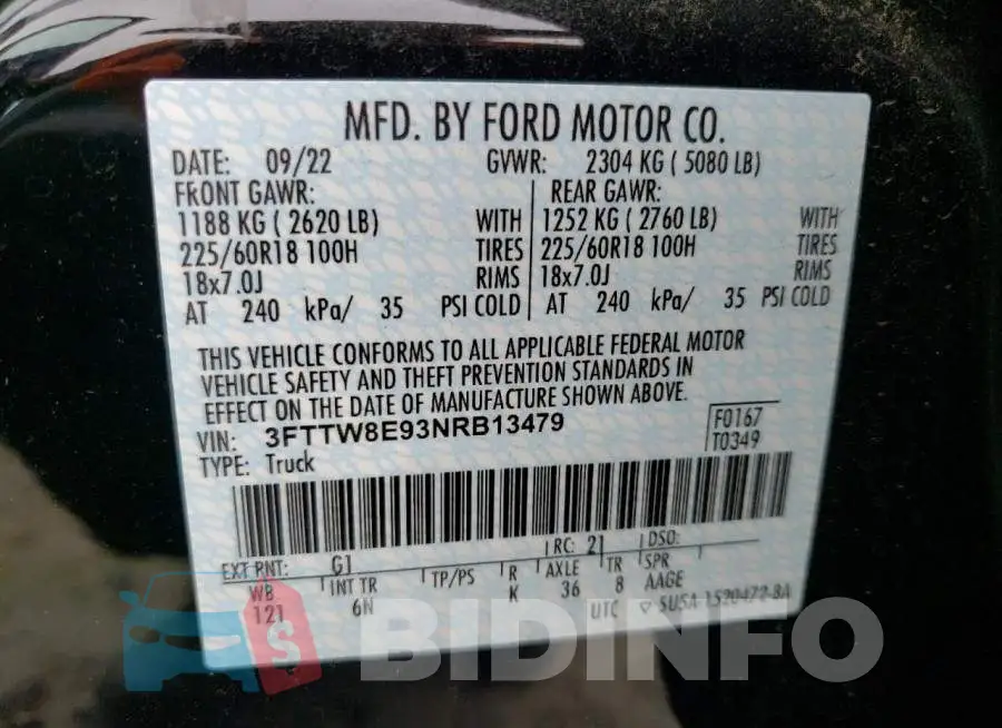 3FTTW8E93NRB13479 Photo# 12