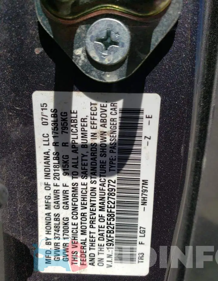 19XFB2F58FE278972 Photo# 12