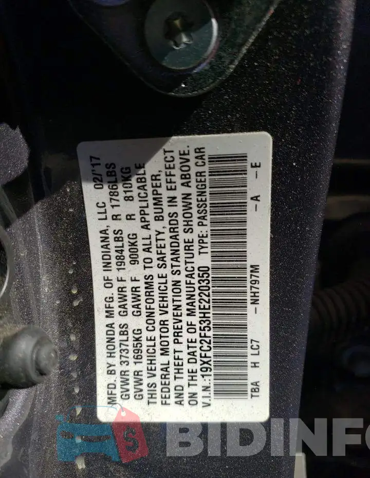 19XFC2F53HE220350 Photo# 13