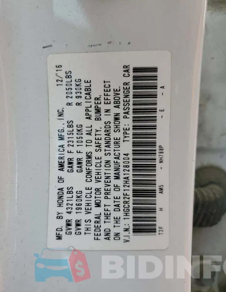 1HGCR2F12HA128004 Photo# 12