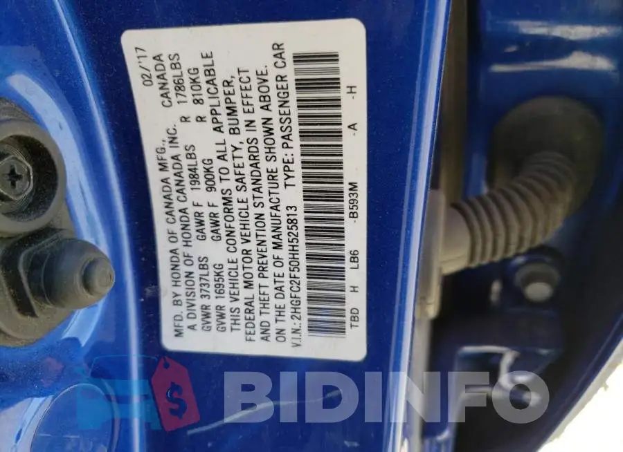 2HGFC2F50HH525813 Photo# 13