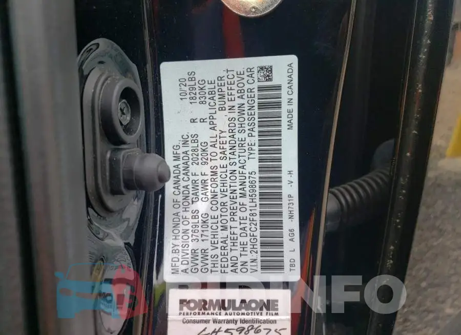 2HGFC2F81LH598675 Photo# 12
