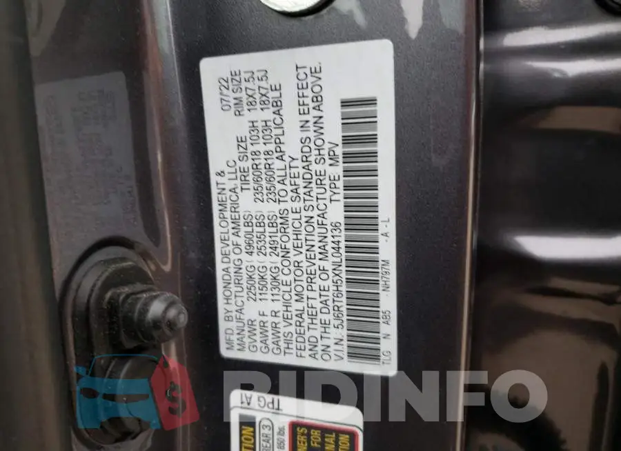 5J6RT6H5XNL044136 Photo# 12