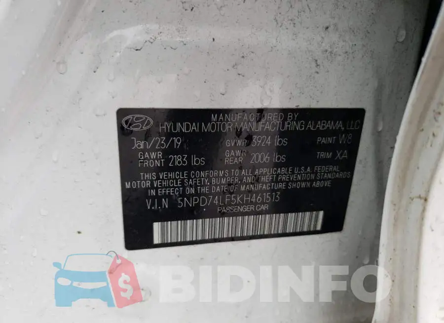 5NPD74LF5KH461513 Photo# 12