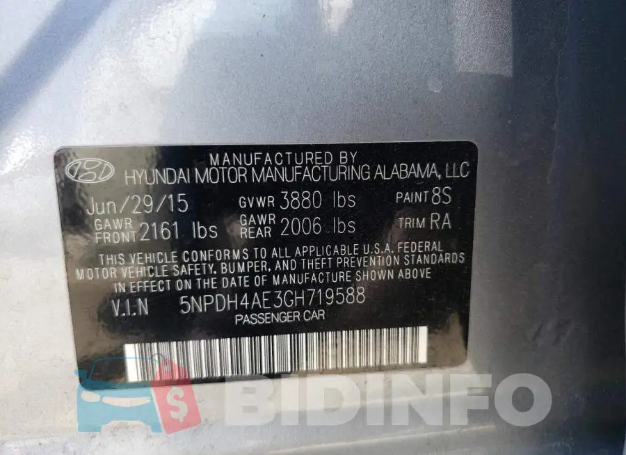 5NPDH4AE3GH719588 Photo# 12