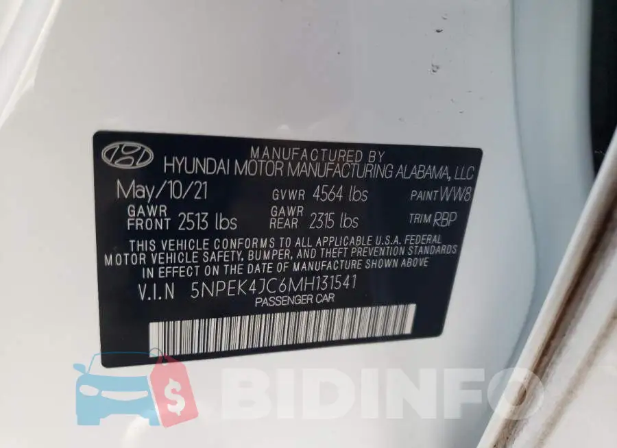5NPEK4JC6MH131541 Photo# 13