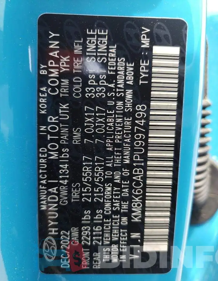 KM8K6CAB1PU997498 Photo# 13